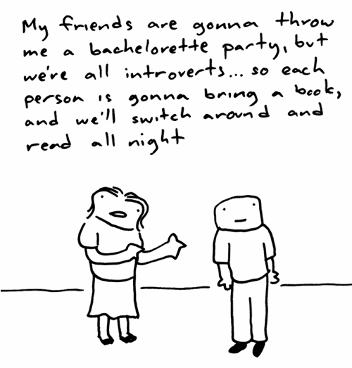 Book Promotion Tips for Introverts, Cartoon by Drew of ToothpasteForDinner.com