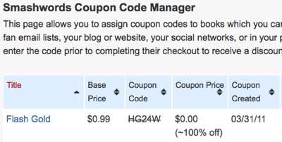 Make ebook coupons at Smashwords
